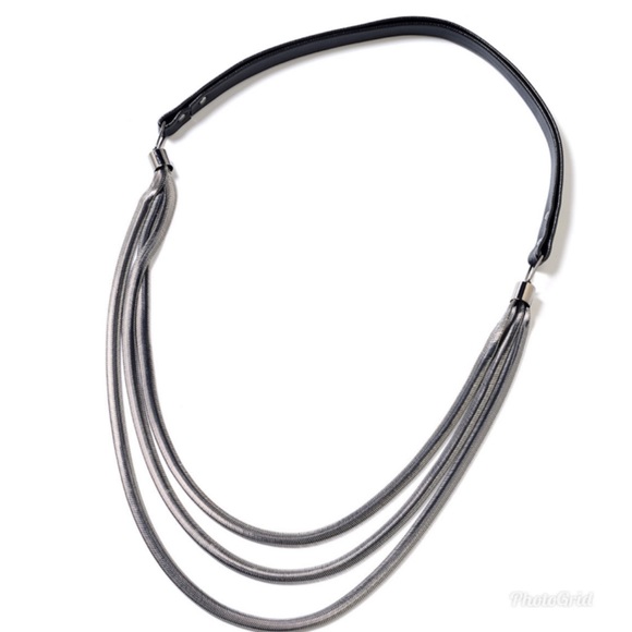 Jewelry - Herringbone Drape Necklace in Dark Silvertone